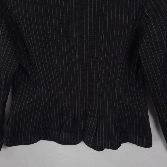 Lauren Ralph Lauren LRL Blazer Womens M Black Pinstripe Single Vent 3 Button Y2K - Picture 10 of 14